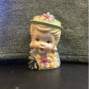 The Girl In The Hat Mid-Century Ceramic Head Vase Made in Japan